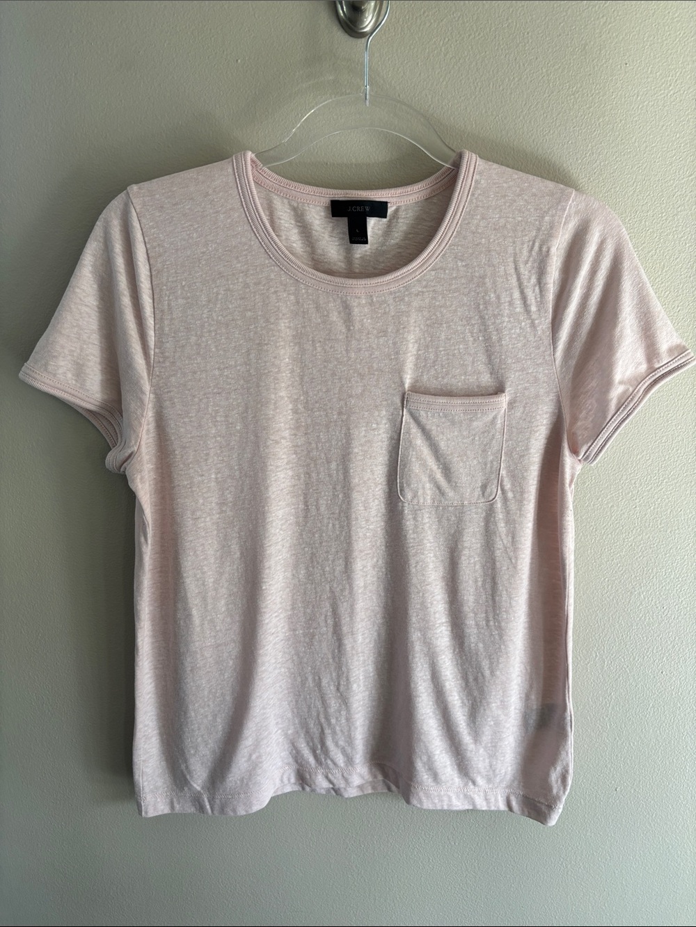 L J Crew pink pocket tee